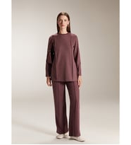 LCW Modest Bordo Beli Lastikli Geniş Paça Kadın Pantolon