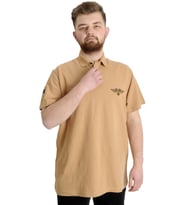 Mode XL Büyük Beden Erkek T-shirt Polo AIRFORCE 23337 Bej