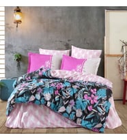Mulvxurg  Urg02  Kingsize Poplin Nevresim Monstera Fuşya (Mulvix)