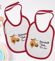 BK Kids Kişiye Özel Annesinin ve Babasının Balı Tasarımlı 2’li Kırmızı Mama Önlüğü-1