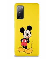 Samsung Galaxy S20 FE Soft Premier Kapak Mickey Mouse-B Tasarımlı Silikon Kılıf - Sarı (Şeffaf)
