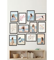 12 Parça Soft Coastal Women Art 2 Renk Seçenekli Çerçeve Görünümlü Tablo Seti