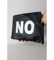 Kadın Vegan Deri Clutch Fermuarlı Siyah Baskılı Omuz Çantası