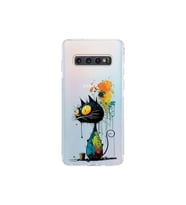 Samsung Galaxy S10 ile Uyumlu Splash Kedi Tasarımlı Şeffaf Silikon Kılıf