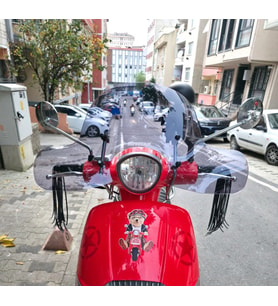 MOTOCAM Arora Malibu 125 Ön Cam 2017-2026 Model 39cm Füme Renkli 4mm Elcikli APARATSIZ