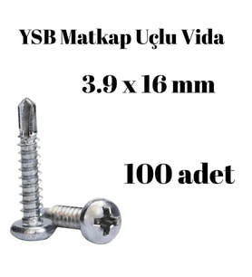 Yıldız Silindir Başlı 3.9x16 YSB Matkap Uçlu Akıllı Vida 100 Adet
