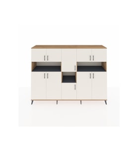 Hyperion Dolap 14 Raflı 10 Kapaklı 220x44x163 Çam-Aytaşı/Antrasit