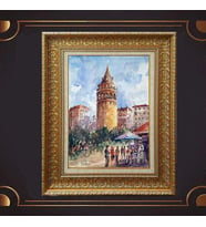 Gold Altın Kalın Çerçeveli Paspartulu Tablo c216