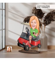 BK Gift Kişiye Özel Golf Oyuncusu Karikatürlü Büyük Boy Ahşap Biblo-5 Arkadaşa Hediye , Sevgiliye Hediye, Kişiye Özel Biblolar