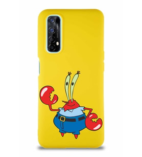 Realme 7 Soft Premier Kapak Bay Yengeç Tasarımlı Silikon Kılıf - Sarı (Şeffaf)