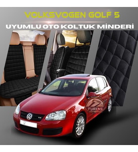 Volksvogen Golf 5 Siyah Renk Tay Tüyü Cepli & Terletmez Sırtlı Oto Koltuk Minder Seti - Koltuk Koruma Kılıfı (ÖN & ARKA TAM SET)