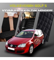 Volksvogen Golf 5 Siyah Renk Tay Tüyü Cepli & Terletmez Sırtlı Oto Koltuk Minder Seti - Koltuk Koruma Kılıfı (ÖN & ARKA TAM SET)