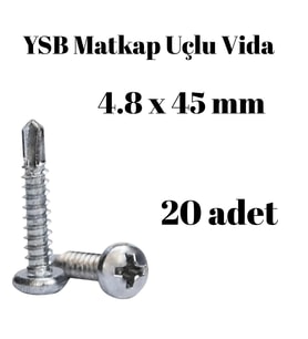 Yıldız Silindir Başlı 4.8x45 YSB Matkap Uçlu Akıllı Vida 20 Adet