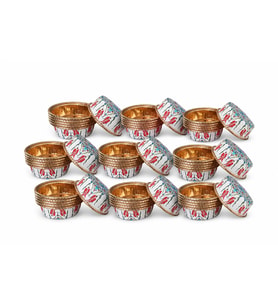 Roll-Up Premium Lale Desenli Kap - Aşure Sütlaç Tatlı Kabı - 11,5x4,5 Cm. - 6 Adetlik 10 Paket -60 Ad