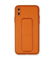Apple İphone Xs Max Kılıf Coco Deri Standlı Kapak - Turuncu