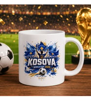 BK Gift Kosova Taraftar Temalı Dünya Futbol Kupası Tasarımlı Beyaz Kupa Bardak-5