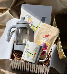 Kişiye Özel Harfli Sert Kapaklı Defter Kupa French Press Ve Filtre Kahve Hediye Seti