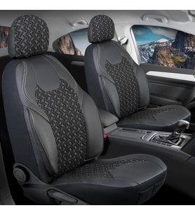 Skoda Forman Station Wagon Uyumlu Lüx Deri Detaylı Oto Koltuk Kılıfı Ön Arka Takım Lotus Serisi SİYAH BEYAZ