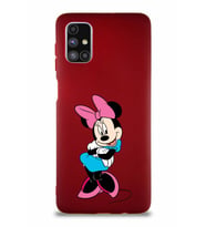 Samsung Galaxy M51 Soft Premier Kapak Minnie Mouse-D Tasarımlı Silikon Kılıf - Mürdüm (Şeffaf)