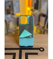 iPhone 14 Pro Max Uyumlu Kristal Görünümlü Geometrik Desenli Parlak Kılıf (Açık Yeşil)