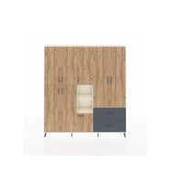 Arges Dolap 12 Raflı 2 Çekmeceli Tek Askılı 220x30x243 Aytaşı-Çam/Antrasit