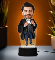 Doğum Günü Hediyesi,Sevgiliye Hediye, Kişiye Özel Fotoğraflı Erkek Avukat Karikatür 3D Led Lamba (Beyaz)