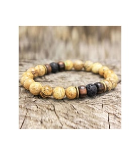 Unisex Doğal Taş Padore Bileklik  Jasper Lav Ile Hazırlanmış  Meditasyon