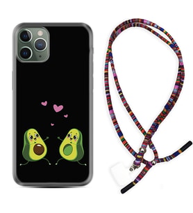 Apple iPhone 11 12 13 14 Pro Max Kılıf Boyun Asklı Rasta Silikon Aşık Avokadolar 1642