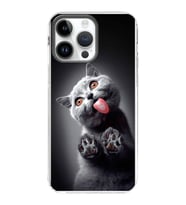 PrintiFy Apple  iPhone 14 Pro ile Uyumlu 1mm Slim Fit Kedi 2 050c Baskılı Şeffaf  Kılıf