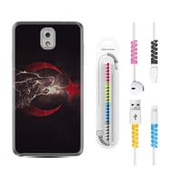 Samsung Note 3 4 5 8 9 20 Ultra 10 Lite Kılıf Kablo Koruma Spiral Silikon Kurt ve Ay Yıldız 1403