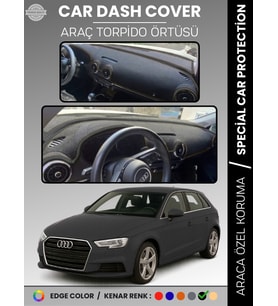 AUDİ A3 (2013-2020) Torpido Örtüsü Ön Göğüs Koruma Torpido Koruma Araca Özel Kaymaz Kolay Montaj