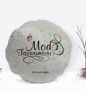 BK Gift Kişiye Özel İsimli Moda Tasarımcısı Tasarımlı Dekoratif Kırlent Yastık-2