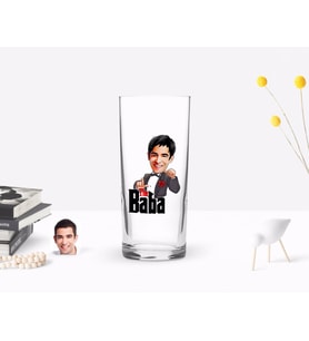 BK Gift Kişiye Özel Renkli Baskılı Godfather Baba Karikatürlü Rakı Bardağı-7 (Beyaz)