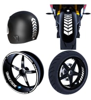 Moto Rider 4'lü Sticker Seti Süt Beyaz İç Dış Jant Şeridi Kask ve Çamurluk Çınar