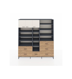 Hyperion Dolap 17 Raflı 6 Çekmeceli 3 Kapaklı 220x44x243 Antrasit-Aytaşı/Çam
