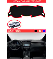 Nissan Qashqai 2013-2020 İçin Uygun Torpido Koruma Halısı Siyah Kenar Renk Kırmızı