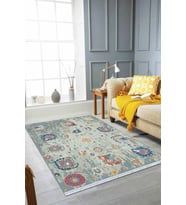 Mavi Spor Desen Dokuma Pamuk Taban Kaymaz Kilim KLM300