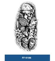 FF-186 ORTA BOY MOTORCU KURUKAFA DESEN GEÇİCİ DÖVME-TATTO