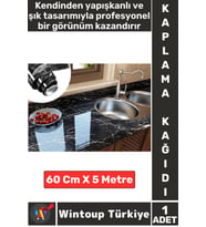 Kolay Temizlenir Isıya Dayanıklı Nem Kir Yağ Su Geçirmez Çok Şık Mermer Desenli Kaplama Kağıdı 5 Mtr