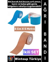 #AğrıBandı Uzun Süre Etkili Kas Bacak Kol Boyun Sırt Omuz Karın Kalça Mavi Ten Ağrı Bandı İkili SET