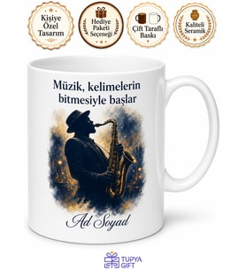 Caz Dinleyenlere Kulüp Loş Işık Gece Melankolisi Saksafon Kupa Bardak Hediye