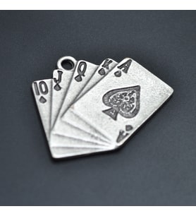Poker İskambil Kolye Ucu - Antik Gümüş Kaplama - Kod:65
