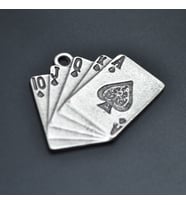 Poker İskambil Kolye Ucu - Antik Gümüş Kaplama - Kod:65