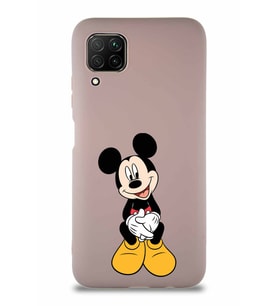 Huawei P40 Lite Soft Premier Kapak Mickey Mouse-A Tasarımlı Silikon Kılıf - Pudra (Şeffaf)