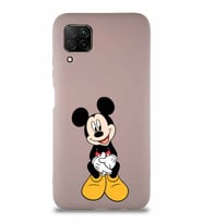 Huawei P40 Lite Soft Premier Kapak Mickey Mouse-A Tasarımlı Silikon Kılıf - Pudra (Şeffaf)