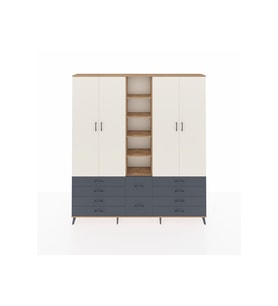 Arges Dolap 9 Raflı 10 Çekmeceli 2 Askılı 220x30x243 Çam-Aytaşı/Antrasit