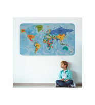 Türkçe Eğitici Ülke Ve Başkent Detaylı Atlası Dünya Haritası Duvar Sticker-3831-85x130