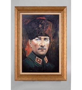 Altın Varaklı Paspartulu Çerçeveli Atatürk Tablo nt644