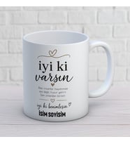 İyi Ki Varsın Huzur Getiren İnsanlar Yazılı Baskılı Kupa – Dostluk Hediyesi