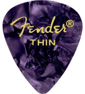 Fender 1980351776 Premium Celluloid 351 Shape Thin Gitar Penası (Purple Moto) Mor İnci Desen Şık Görünüm ve Rahat Tutuş (12'li)